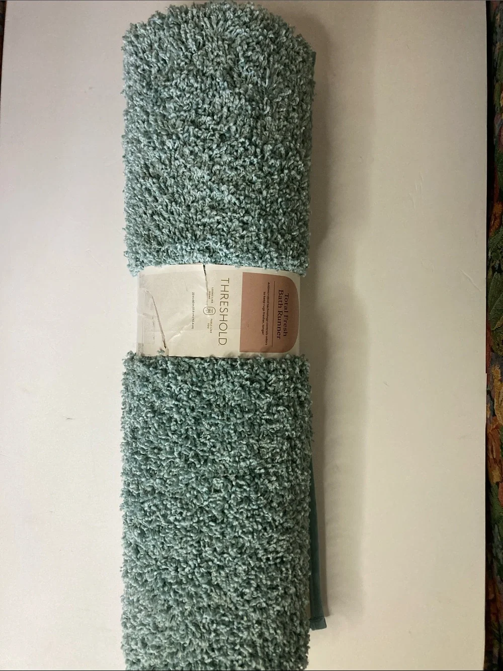 Threshold Total Fresh Bath Runner 22” x 60” Antimicrobial Blue CICLO Polyester